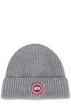 Canada Goose Ribbed Wool Toque Hat With Folded Cuff In Gray