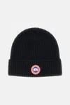 Canada Goose Ribbed Texture Cuffed Hats With Folded Cuff In Black