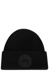 Canada Goose Ribbed Black Merino Wool Toque With Cuff In Black
