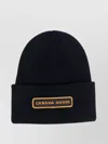 Canada Goose Ribbed Knit Folded Cuff Hats In Black