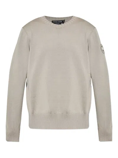 Canada Goose Ribbed-knit Logo-patch Sweater In Neutral