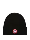 Canada Goose Ribbed Logo-patch Beanie In Black