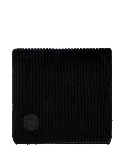 Canada Goose Ribbed Logo-patch Scarf In Black