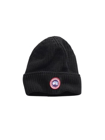 Canada Goose Ribbed Knit Toque With Folded Cuff In Black