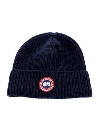 Pre-owned Canada Goose Ribbed Wool Beanie In Blue