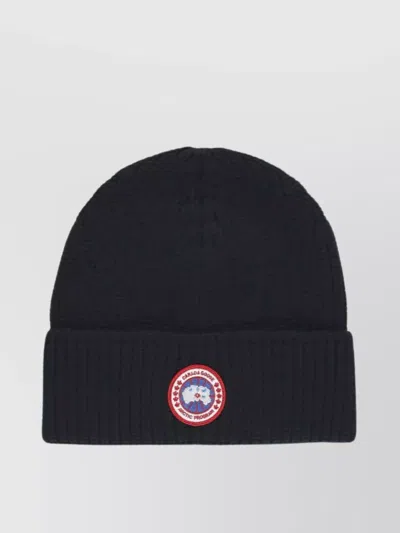 Canada Goose Ribbed Wool Beanie Logo Patch