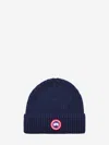 Canada Goose Mens Navy Heather Ribed Toque Wool Beanie Hat In Blue