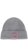 Canada Goose Ribbed Wool Toque Hat With Folded Cuff In Gray