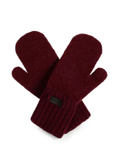 Canada Goose Ribbed-knit Logo-patch Mittens In Red