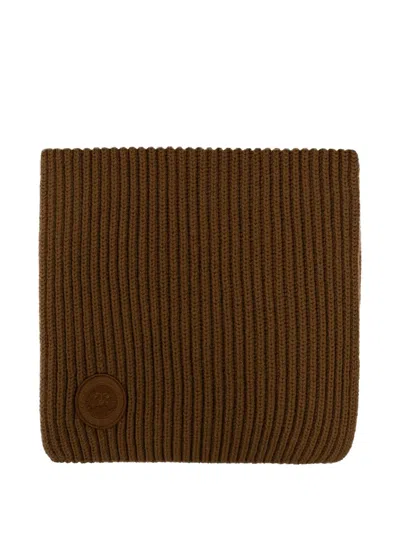 Canada Goose Ribbed-knit Logo-patch Scarf In Transparent