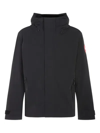 Canada Goose Hooded Short Coat High Neck Design In Black