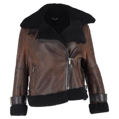 Canada Goose Shearling Jacket In Brown Sheepskin Leather