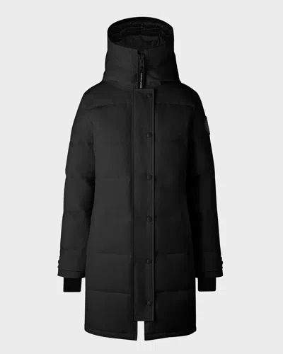 Canada Goose Mid-length Padded Coat With Detachable Hood And Quilted Design In Black