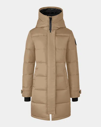 Canada Goose Shelburne Water-repellent Performance Satin Parka Jacket In Desert Sand