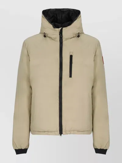 Canada Goose Beige Short Padded Jacket With Adjustable Drawstring And Multiple Pockets In Neutral