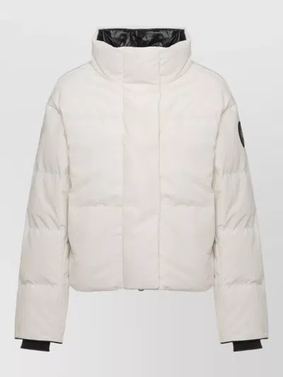 Canada Goose Short Padded Jacket With High Neck And Hidden Closure In White