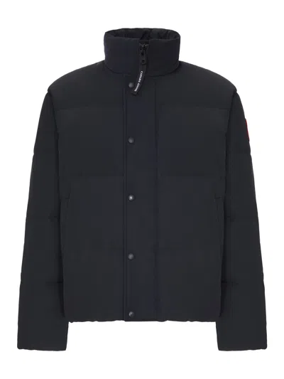 Canada Goose Short Padded Down Jacket With High Collar In Black