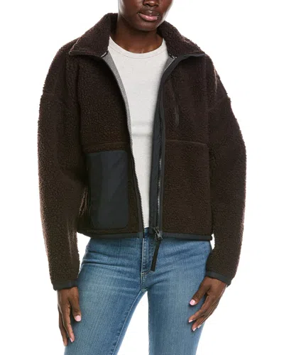 Canada Goose Simcoe Zip Up Fleece Wool-blend Sweater In Brown