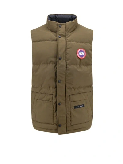 Canada Goose Sleeveless Jacket With Logo Patch In Grey