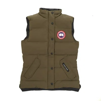 Canada Goose Sleeveless Padded Vest With High Collar In Green