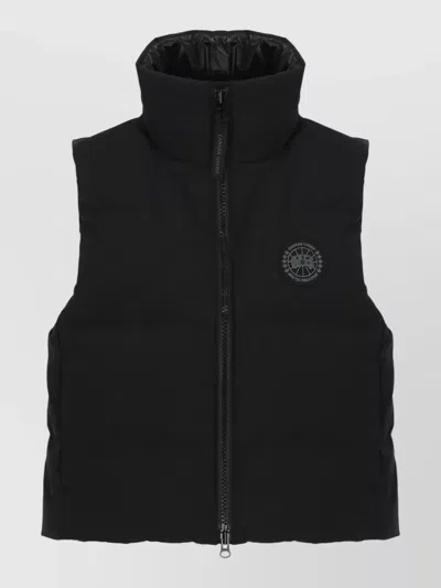 Canada Goose High-neck Quilted Short Vest With Dual Zip Closure In Black