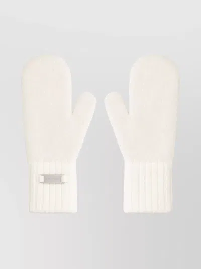 Canada Goose Soft Alpaca Yarn Winter Mittens In White