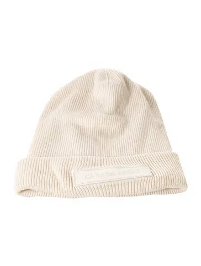 Pre-owned Canada Goose Solid Embroidery Beanie In Neutrals