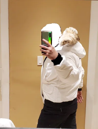 Pre-owned Canada Goose Special Edition  "white" Pbi Chilliwack Large Bomber Jacket
