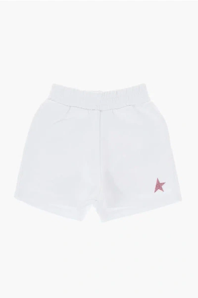 Canada Goose Star Cotton Blend Shorts With Glitter Detail In White