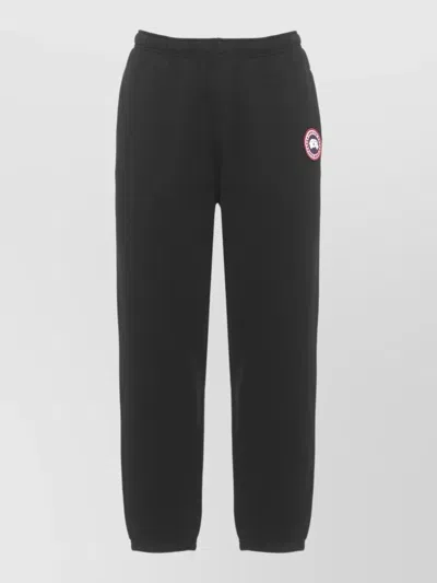 Canada Goose Straight Cotton Pants Side Pockets Cuffs In Black
