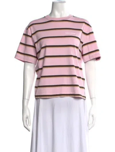 Pre-owned Canada Goose Striped Crew Neck T-shirt In Pink