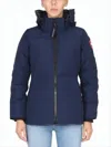 Canada Goose Structured Blue Quilted Down Coat With High Collar In Multi