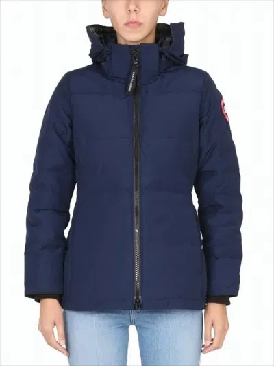 Canada Goose Structured Blue Quilted Down Coat With High Collar In Multi