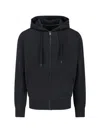 Canada Goose Black Zip-up Hoodie With Drawstring And Logo Patch In Black