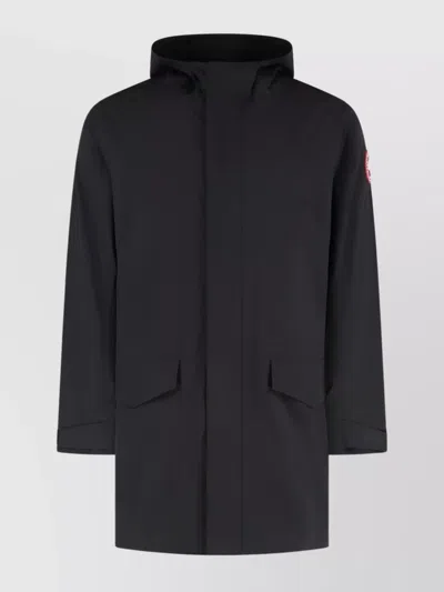 Canada Goose Technical Fabric Waterproof Jacket With Hood And Front Pockets In Black