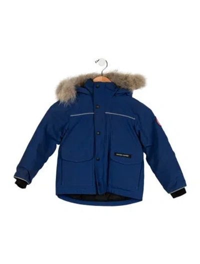 Pre-owned Canada Goose Babies' Toddler Boys' Fur Trim Down Coat In Blue