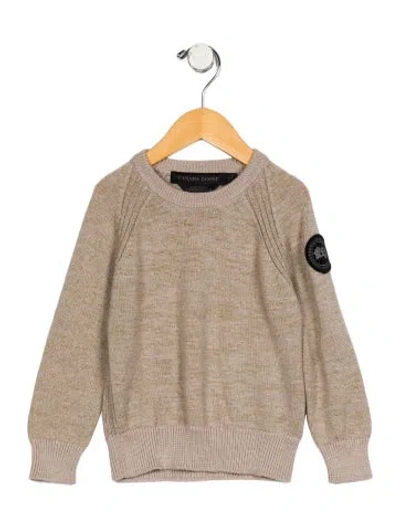 Pre-owned Canada Goose Babies' Toddlers Boy's Neutral Wool Knit Patch Logo Sweater