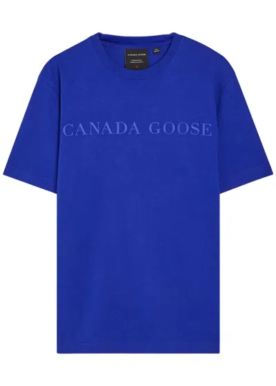 Canada Goose Vantage Logo-embroidered Cotton T-shirt In Blue