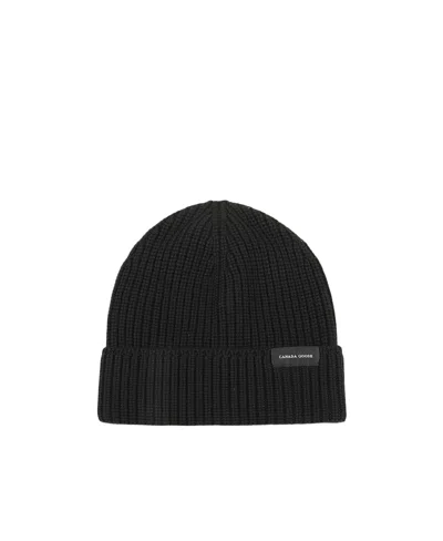 Canada Goose Waffle-knit Wool Beanie In Black