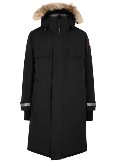 Canada Goose Westmount Fur-trimmed Artic-tech Coat In Black