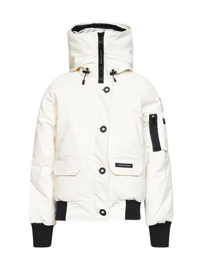 Canada Goose White Chilliwack Hooded Bomber Jacket