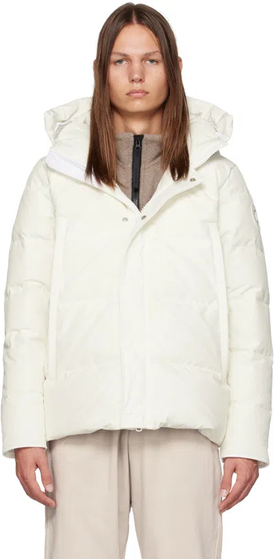 Canada Goose White Humanature Wyndham Down Jacket In Greige