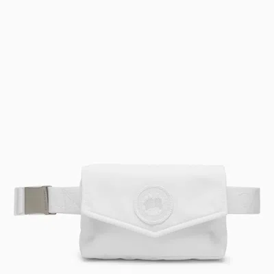 CANADA GOOSE CANADA GOOSE WHITE NYLON FANNY PACK WITH LOGO PATCH MEN