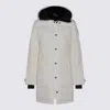 Canada Goose Hooded Long Quilted Jacket With Adjustable Cuffs In White