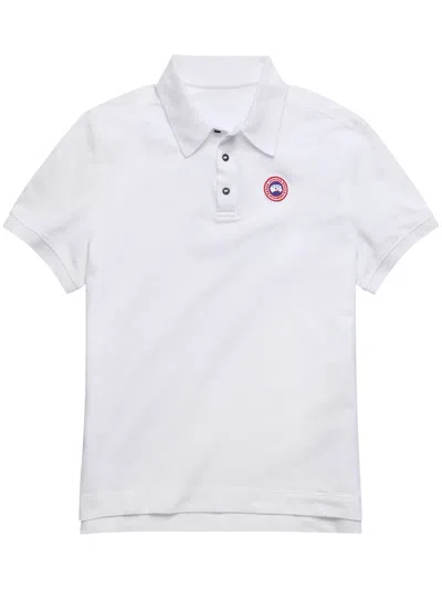 Canada Goose White Polo Shirt With Traditional Collar In Multi