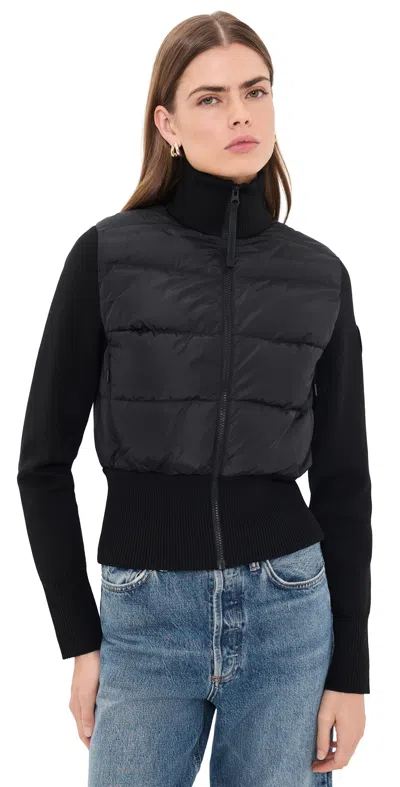 Canada Goose Down-filled Wool Jacket With Rib-knit Collar And Zipper Pockets In Black