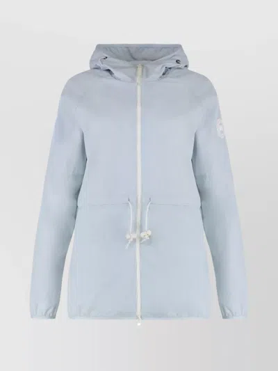 Canada Goose Windbreaker With Adjustable Drawstring Waist And Hood In Blue