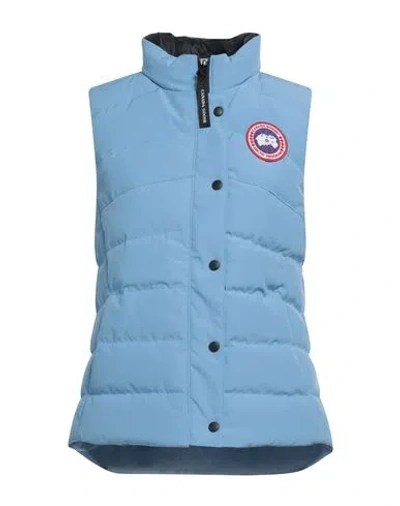 Canada Goose Woman Vest Sky Blue Size Xl Polyester, Cotton