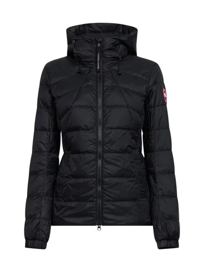 Canada Goose Quilted Padded Down Coat With Adjustable Collar In Black