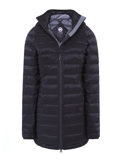 Pre-owned Canada Goose Women's Brookvale Hooded Down Coat In Admiral Blue/black